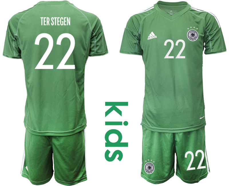 Youth 2021 European Cup Germany green goalkeeper #22 Soccer Jersey